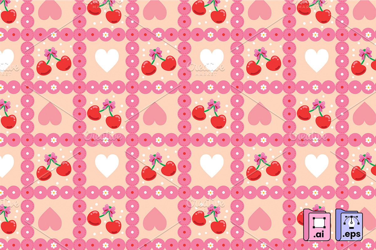 Cherry Valentine Pattern, a Pattern Graphic by MISS CHATZ (Photo 1 of 3)