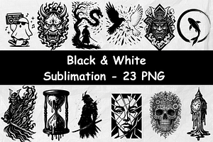 Black & White Art Bundle – 23 PNG