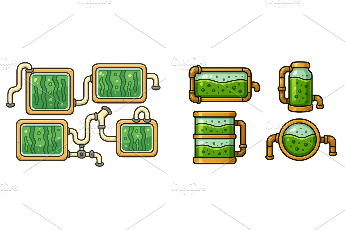 Various green liquid containers and, an Illustration by ZinetroN