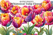 Whimsical Tulip Flower Clipart, an Illustration by Craft Nest (Thumbnail 1 of 11)