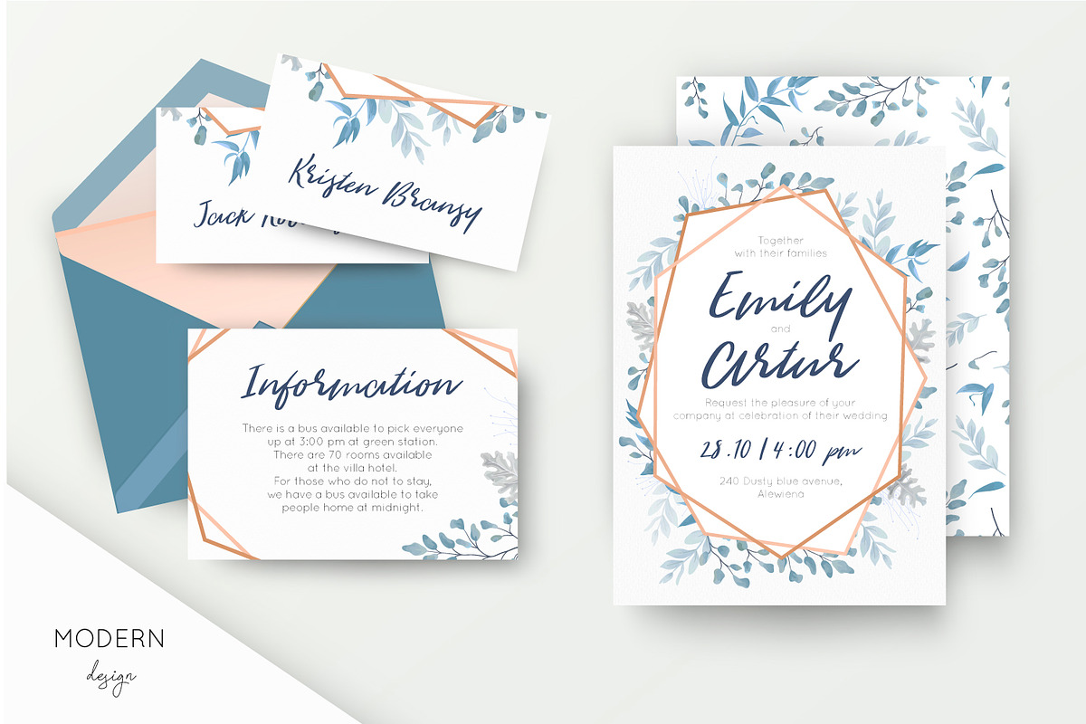 Wedding collection - Dusty blue, an Invitation Template by Alewiena (Photo 3 of 9)