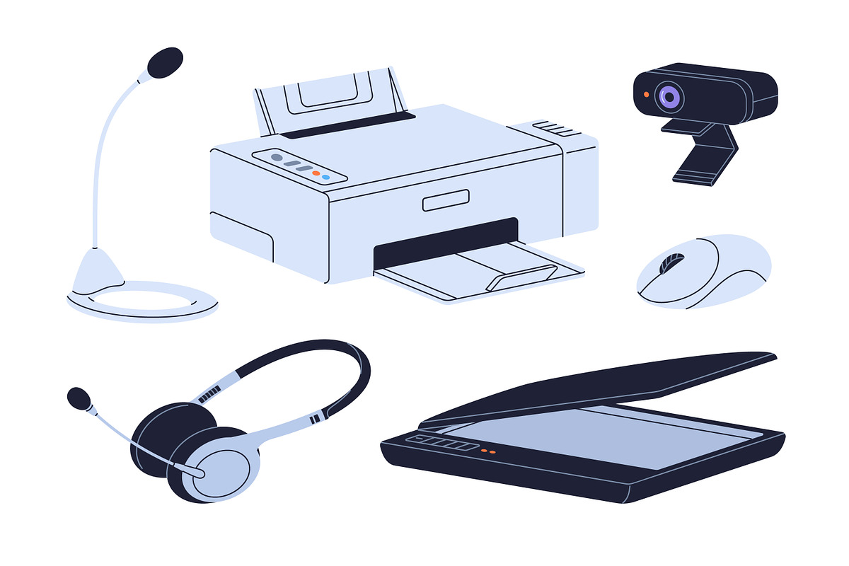 Computer accessories, PC devices set, a Technology Illustration by Good Studio (Photo 3 of 4)