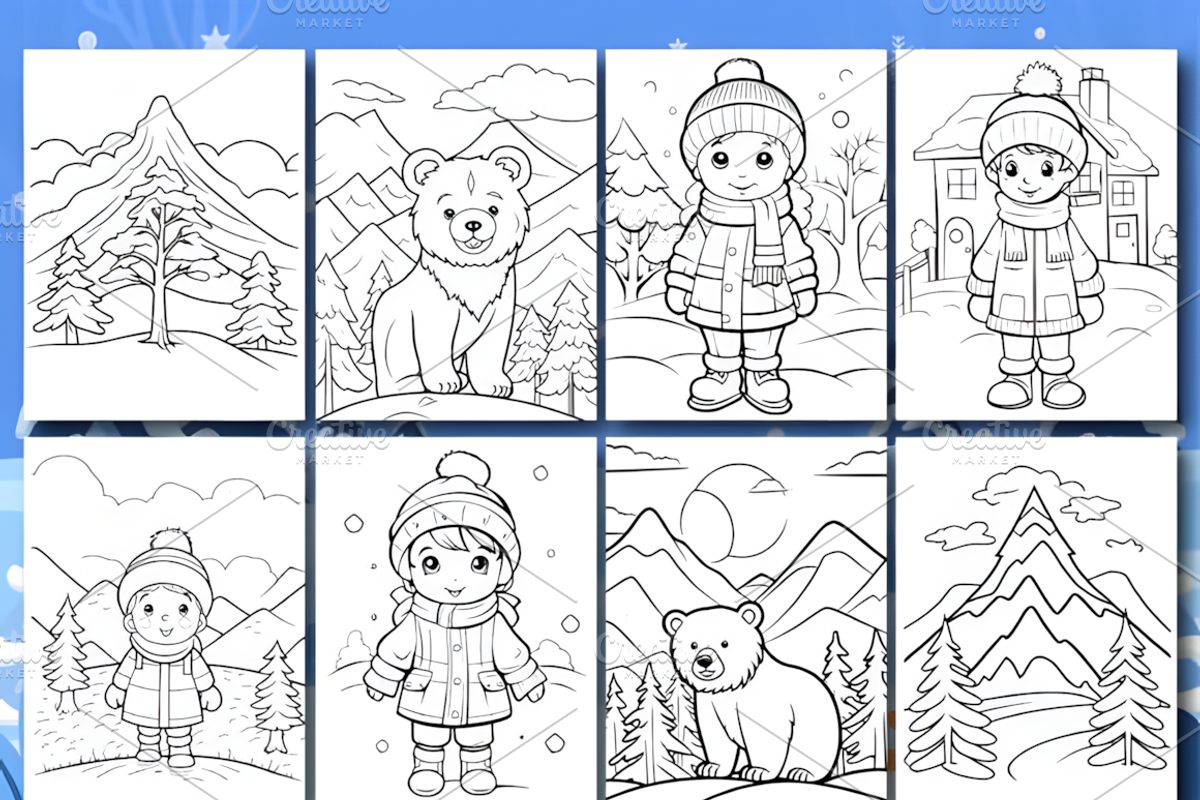 150 Winter Coloring Book for Kids, a Seasonal Illustration by Coco Bloom (Photo 2 of 6)