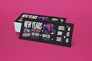 Green Pink New Years Party Ticket, a Card Template by graphicook (Thumbnail 2 of 3)