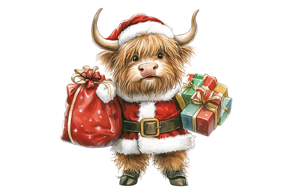 Funny Christmas Cow Clipart PNG, a Seasonal Illustration by CitraGraphics (Photo 4 of 5)
