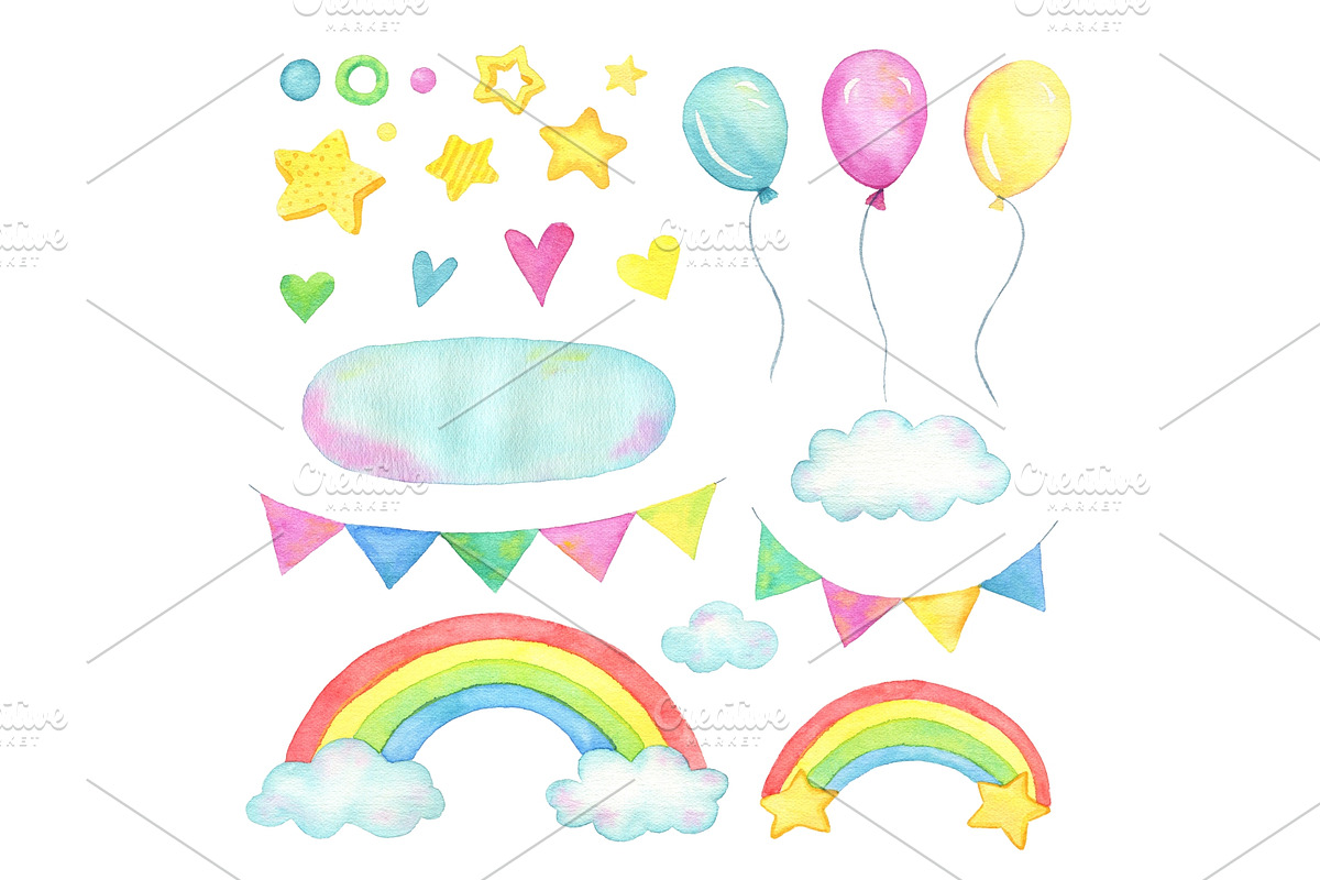 Watercolor Ice Cream clipart., a Decorative Illustration by Kattarina Po (Photo 4 of 9)