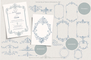 Vintage Blue French Ornamental Set