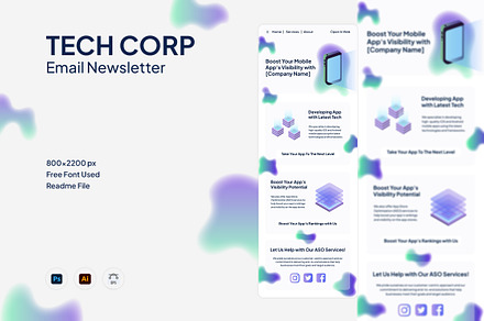 Tech Corp Email Newsletter, an UI Kit Template by Fannan Studio