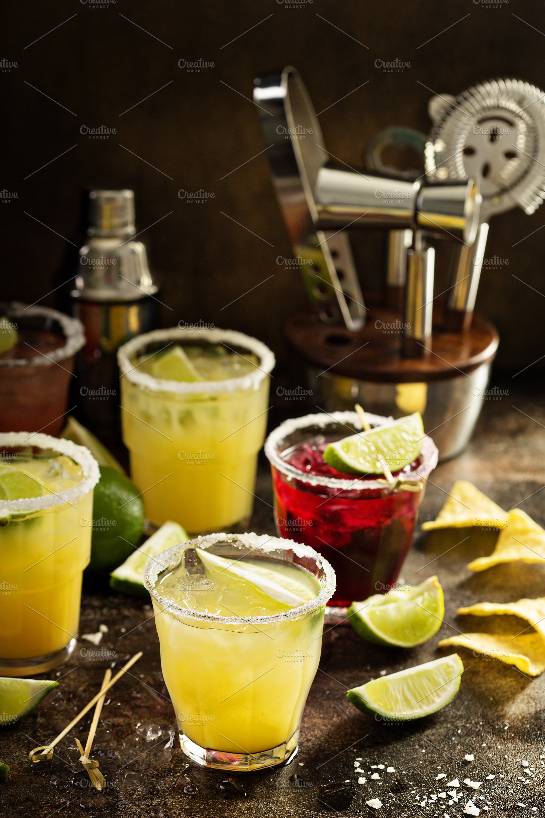 Variety of margarita cocktails featuring variety, margarita, and cocktails, a Food & Drink Photo by farwasser
