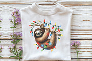 Cute Sloth Christmas Clipart PNG, an Illustration by Libby Wishes (Thumbnail 8 of 13)