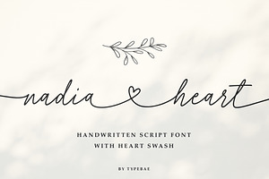 Nadia Heart Script Font with Swash, a Script Font by Typebae