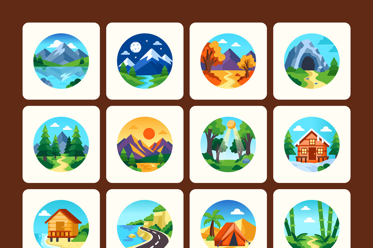 75 Landscape Flat Icons, an Emoji Icon by Creative Stall (Photo 9 of 10)