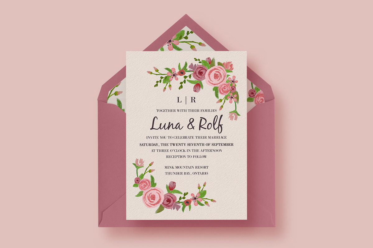 Floral Wedding Invitation Suite, an Invitation Template by Knotted Design (Photo 2 of 4)