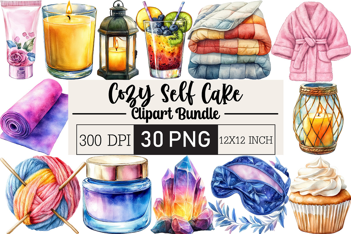 Cozy Self Care Clipart Bundle, an Illustration by Black Bird Studio (Photo 1 of 6)