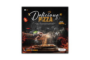 Pizza Flyer Design Template, a Flyer Template by YUDesignStore