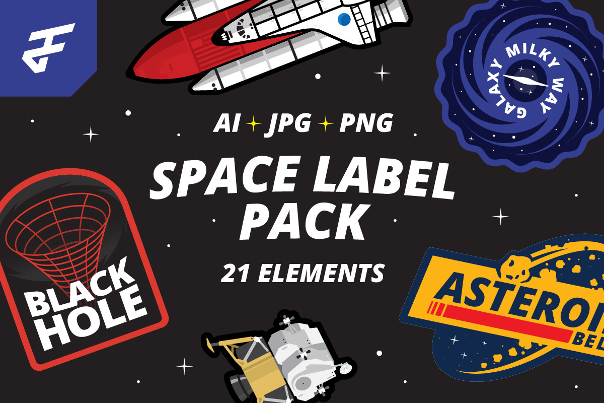 Space Label Pack, an Illustration by Ferrato Design Co. (Photo 1 of 5)