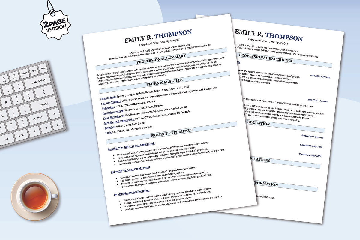ATS-Friendly Cybersecurity Resume, a Resume Template by Design_Xlab (Photo 2 of 10)