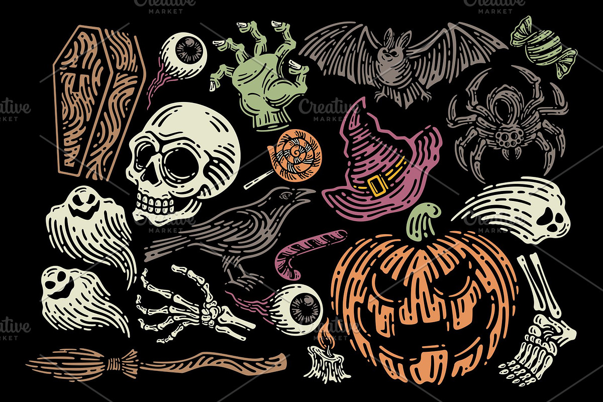 Halloween Element + Pattern Seamless, an Illustration by Nocturnal Workspace (Photo 2 of 4)