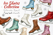 Watercolor ice skates clipart, a Decorative Illustration by yana.fefelova (Thumbnail 1 of 4)