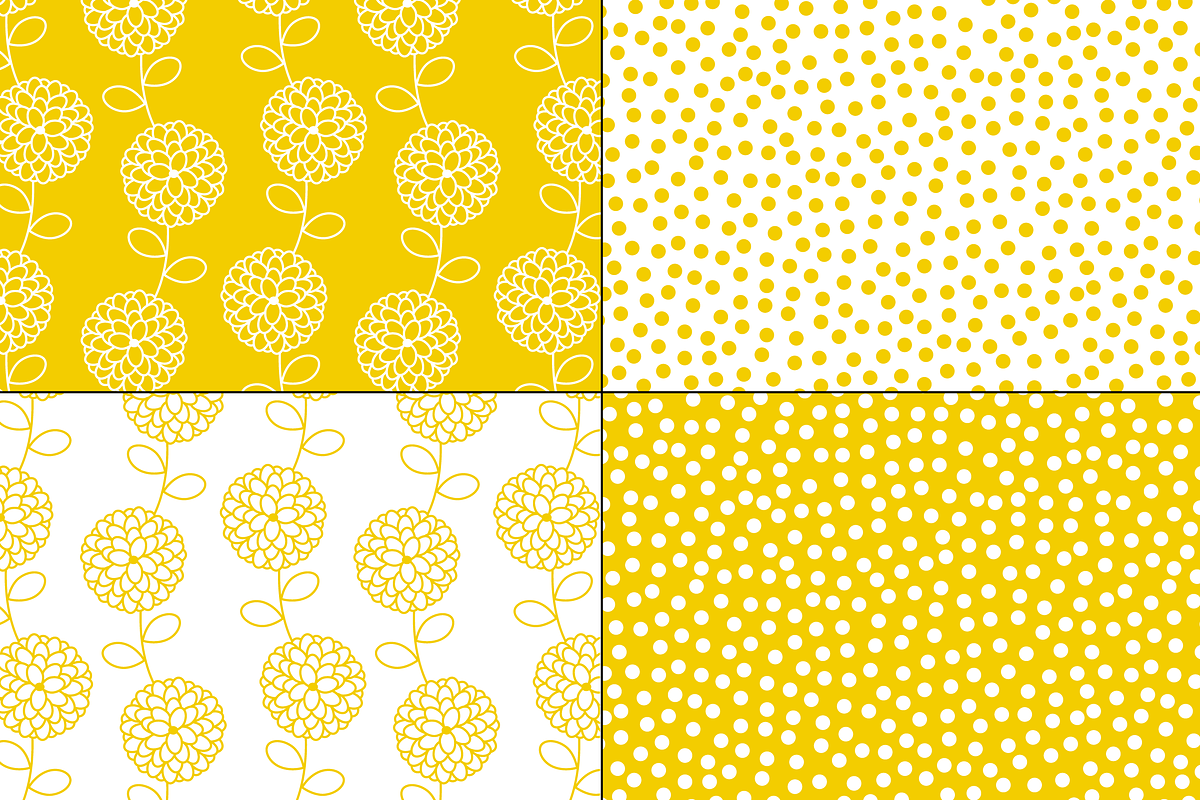 Yellow White Floral Patterns preview 2