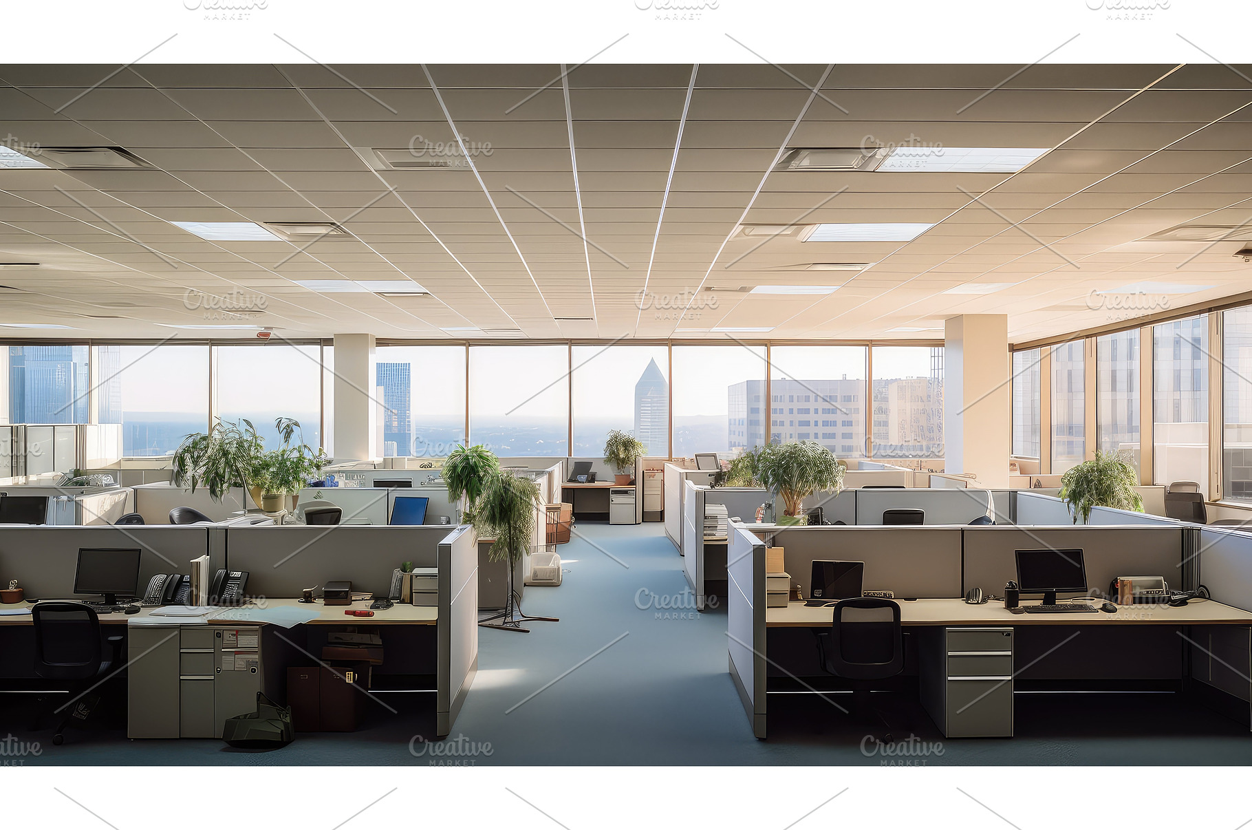 workspace office building inside ai, an Architecture Photo by pikepicture