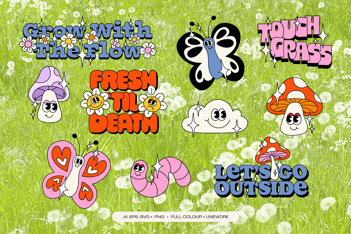 Touch Grass - Funky Nature Graphics, a Graphic by Lucy Jenn (Photo 4 of 11)