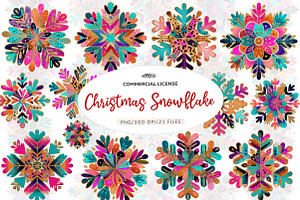 Colorful Glitter Christmas Snowflake, an Illustration by CreationArt