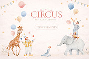 Circus Watercolor Clipart Set, a Decorative Illustration by Lembrik's Artworks (Thumbnail 1 of 5)