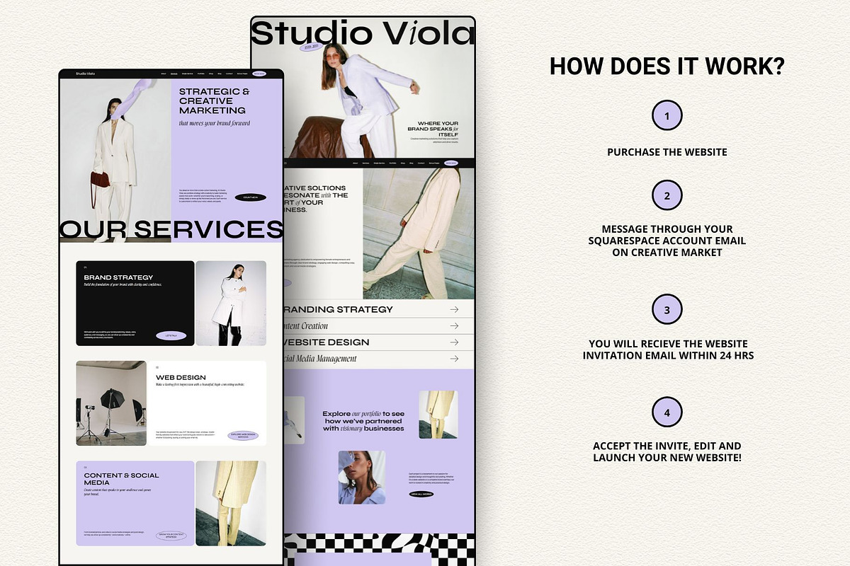 Purple Squarespace 7.1 Template, a Websites & App Template by Row Creative (Photo 2 of 10)