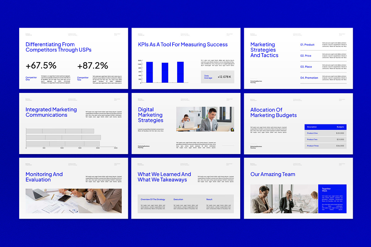 White Blue Marketing Plan PPT, a Presentation Template by graphicook (Photo 3 of 4)