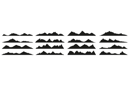 Mountain range black silhouettes