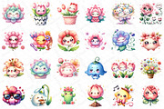 Kawaii Flowers Clipart, an Illustration by DreamPrint404 (Thumbnail 3 of 5)