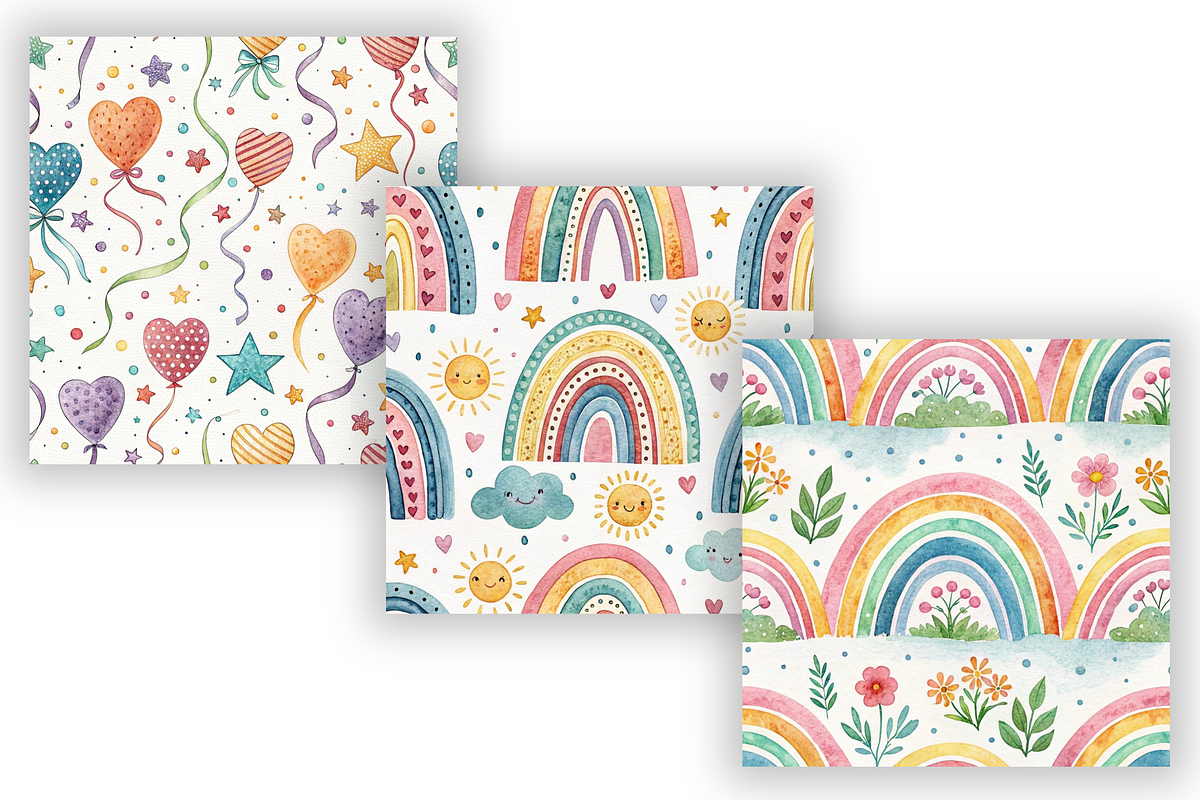 Whimsy Bright Digital Paper Pack, a Pattern Graphic by FloridPrintables (Photo 3 of 8)