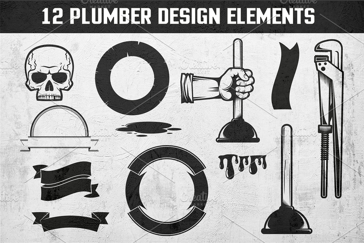 Plumbing retro logos, a Branding & Logo Template by Agor2012 shop (Photo 2 of 5)