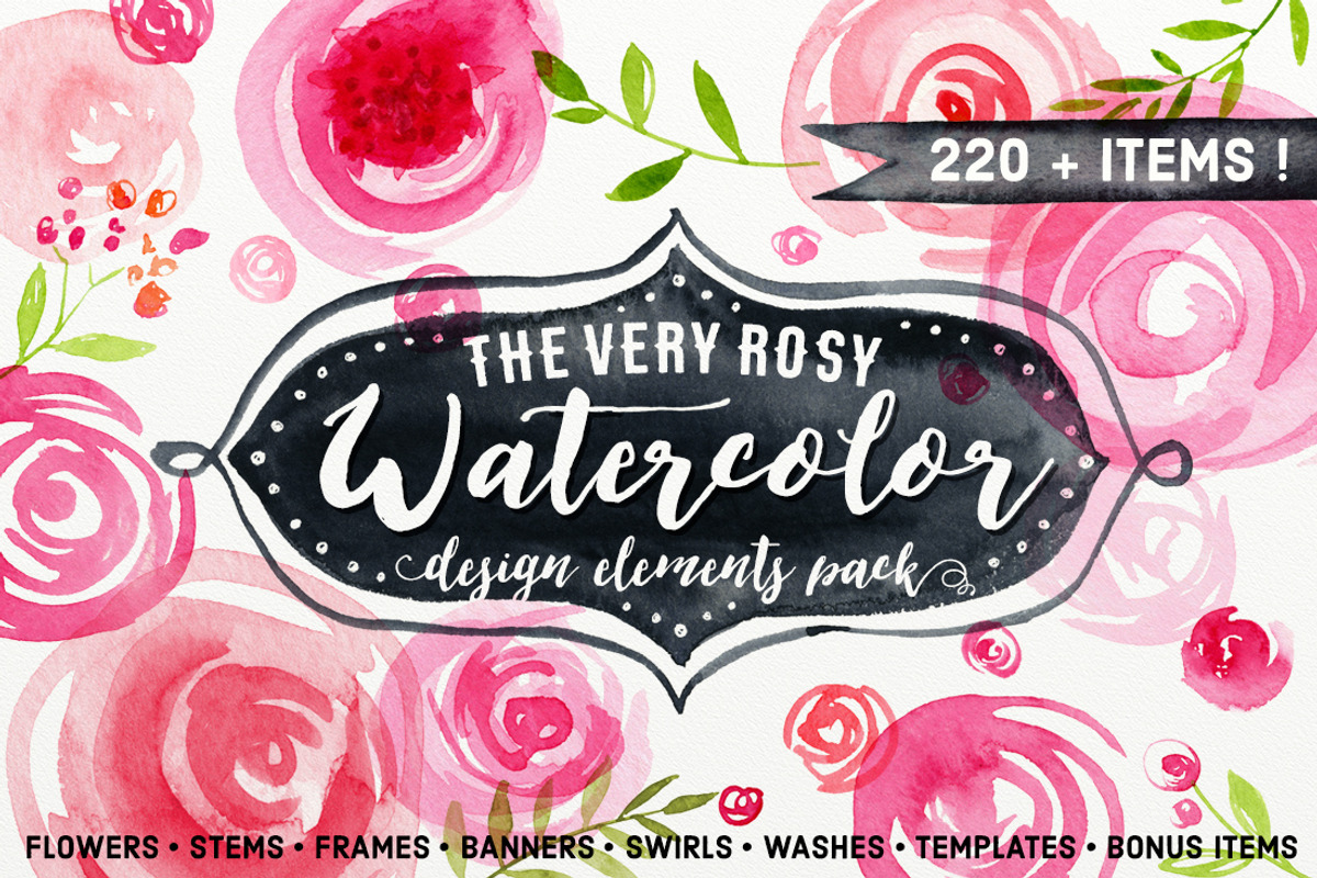 HAND PAINTED WATERCOLOR FLORAL PACK, a Work Illustration by Mxtama (Photo 1 of 6)