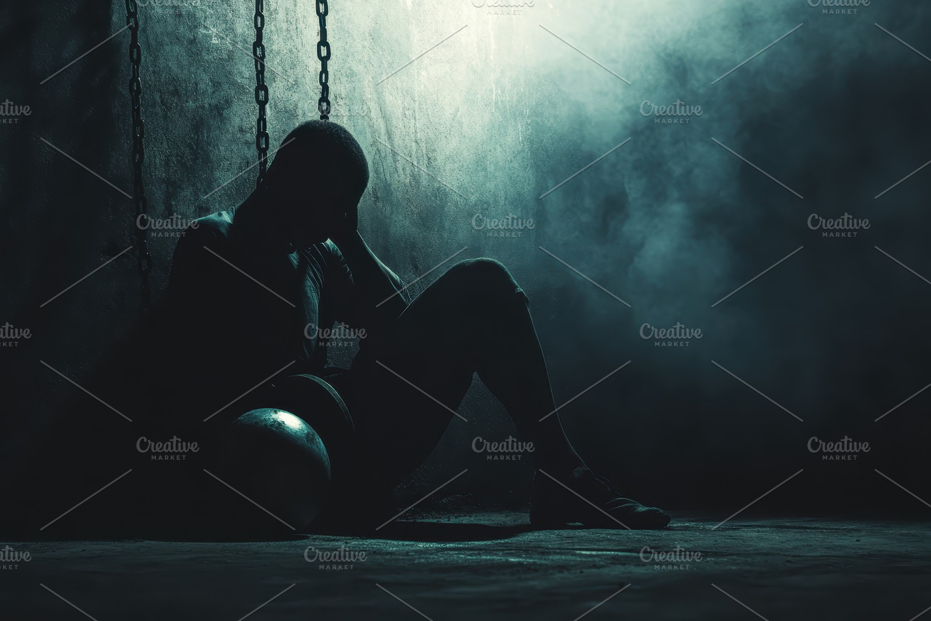 Prisoner sits in dark confinement wi, a Photo by Iftikhar Alam