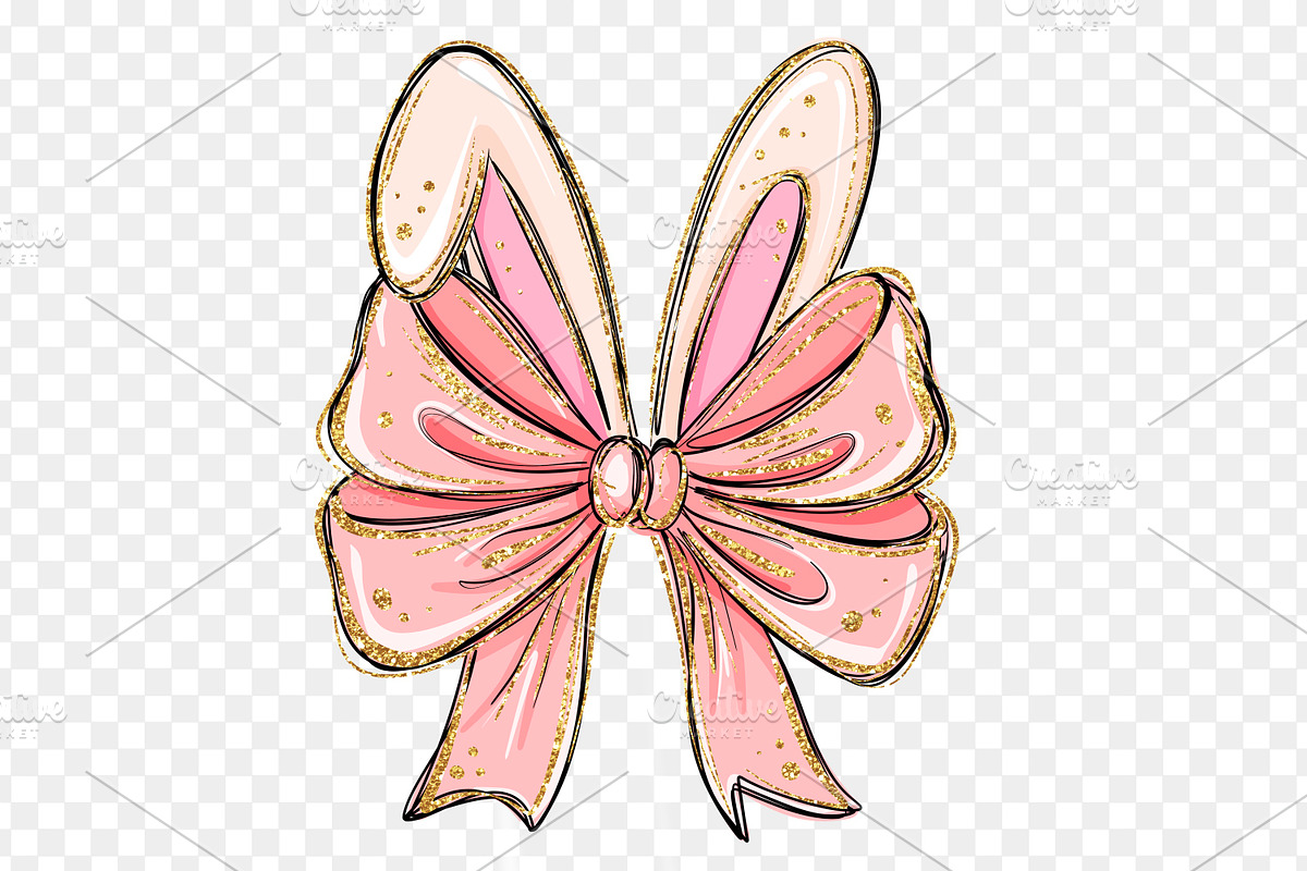 Pink Bow clipart. Easter coquette, a Seasonal Illustration by LoLoArt (Photo 2 of 3)