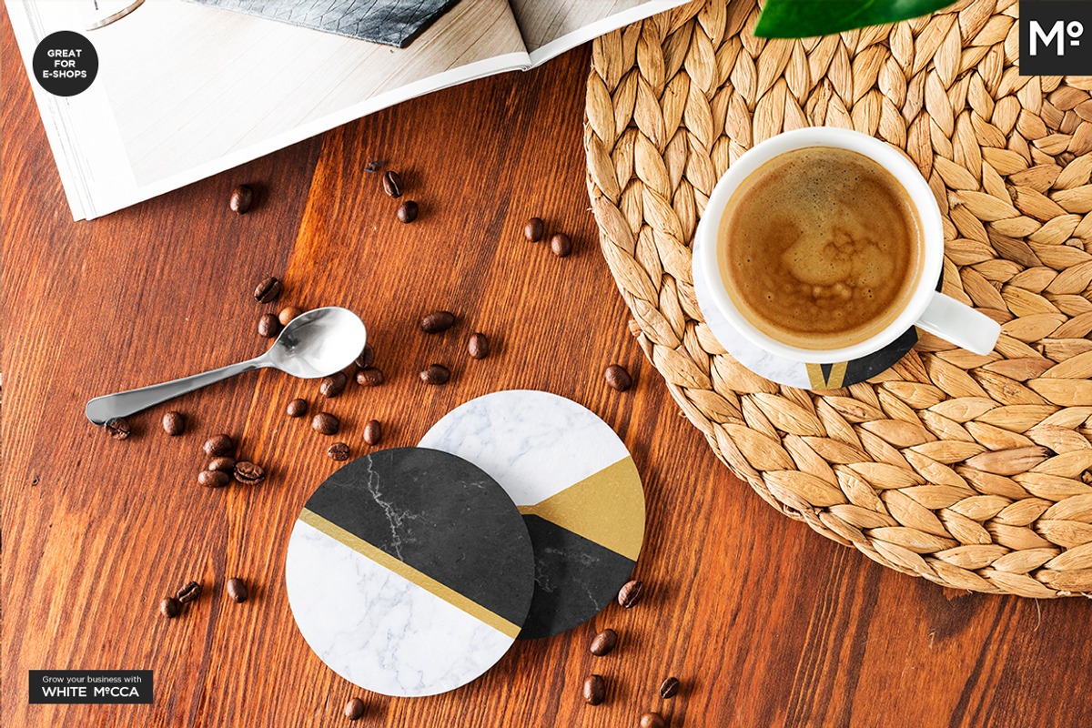 Round Coasters Mock-ups Set, a Cups & Container Mockup by Mocca Mockups Store (Photo 21 of 24)