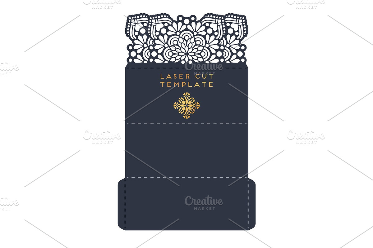 Vector wedding card laser cut template. Vintage decorative elements, an Invitation Template by Tori Shen