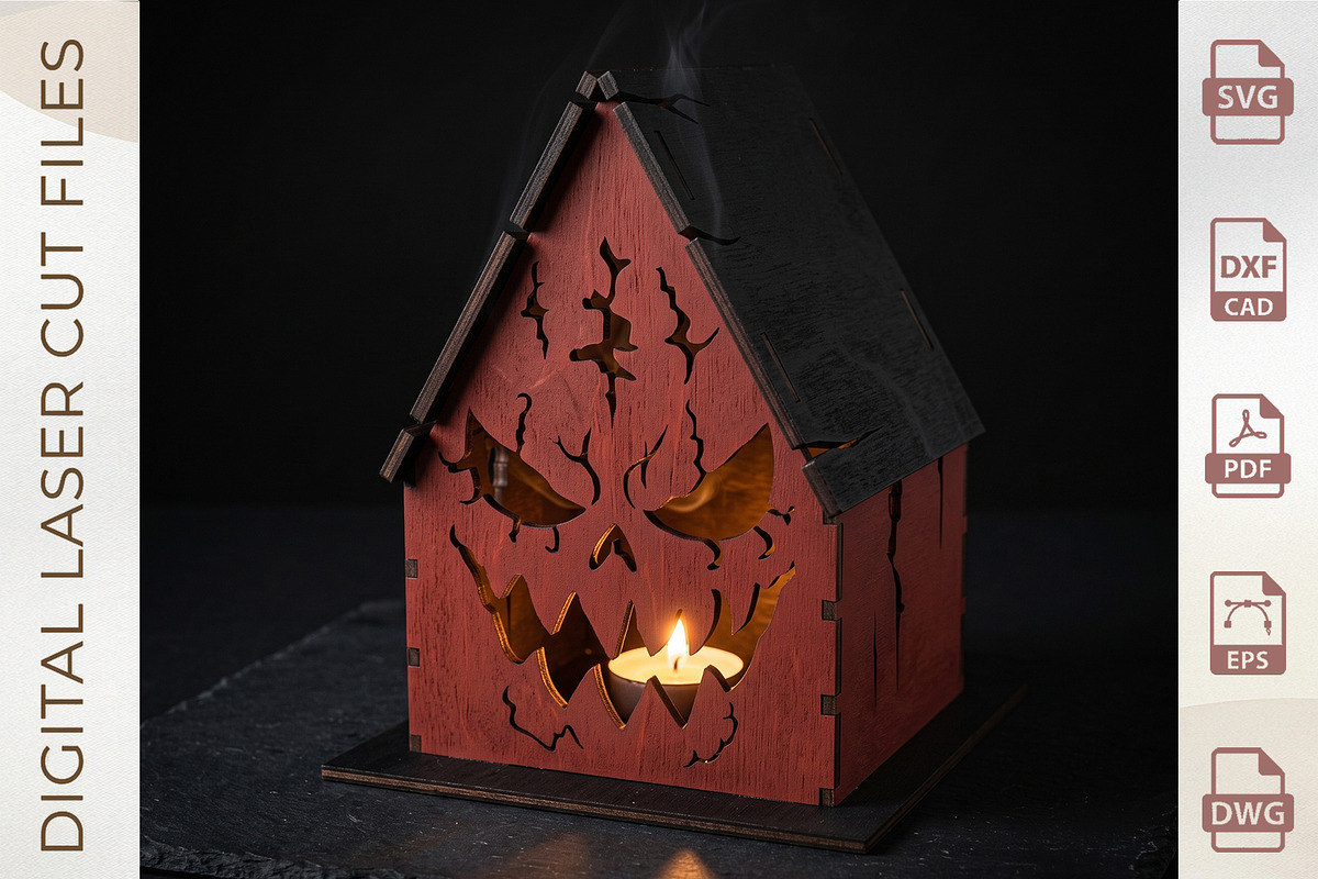 Halloween Haunted House Lantern, an Object Graphic by WoodoraCut (Photo 7 of 7)