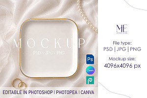 Jewelry Square Ring Dish Mockup