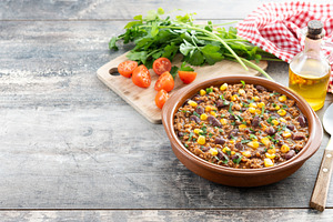 Traditional Mexican Chili con carne. Minced meat and vegetables, a Food & Drink Photo by etorres69