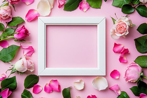 Delicate empty frame surrounded, a Photo by Pavel_design