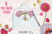Romantic set with Cute Unicorns, a Decorative Illustration by MalniArt (Thumbnail 4 of 6)