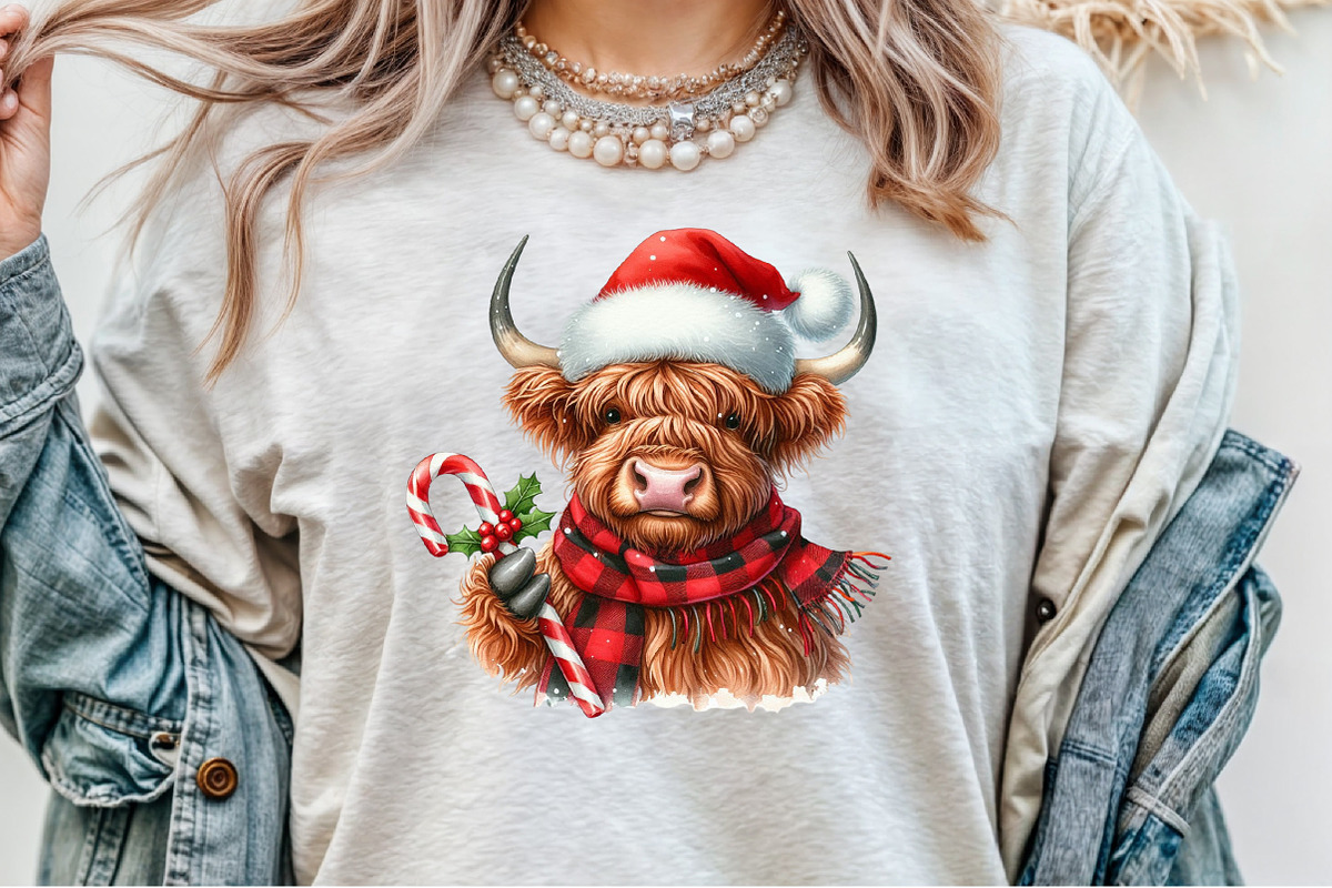Christmas Highland Cow PNG, an Illustration by Sublimation Artist (Photo 7 of 9)