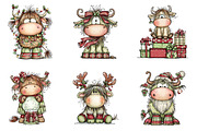 Whimsical Christmas Highland Cow Cli, an Illustration by designcity5 (Thumbnail 3 of 5)