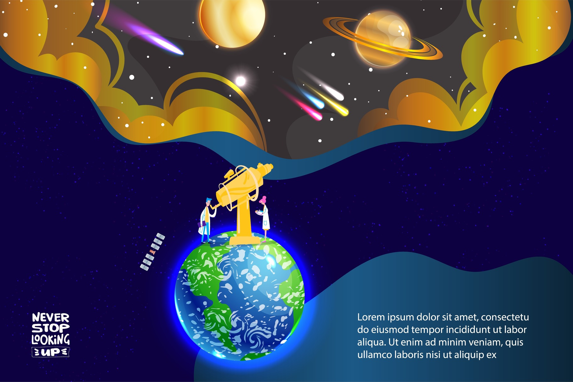 Space Science Vector Illustration People Illustrations Creative Market