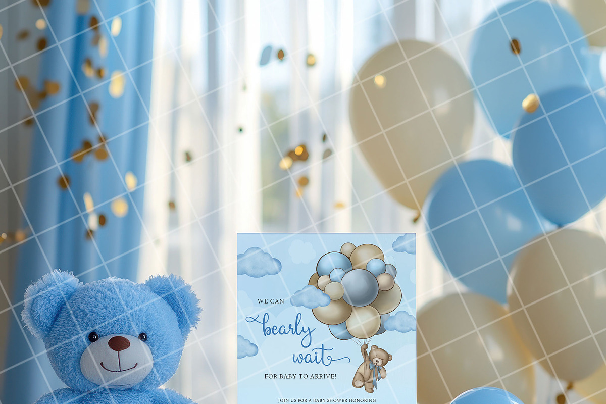 Boy baby shower invitation mockup PS, an Advertising Mockup by Blush Roses Print (Photo 5 of 8)