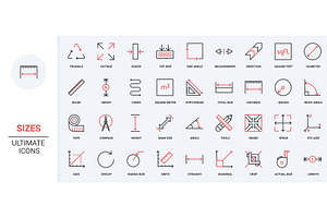 Size weight height distance icons, an Object Illustration by Lemberg Vector