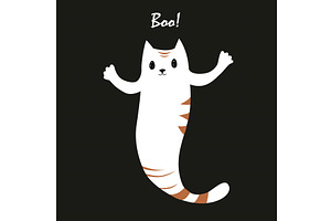 Cartoon kawaii Halloween ghost cat, an Animal Illustration by Toltemara